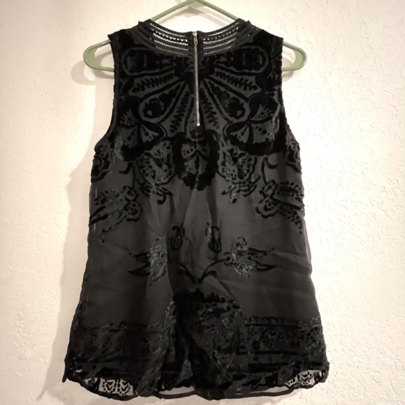 NWT Anthropologie Daniel Rainn Black sleeveless Velvet burnout top SZ S - Picture 2 of 5
